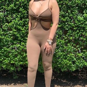 Brown Cut-Out Jumpsuit
